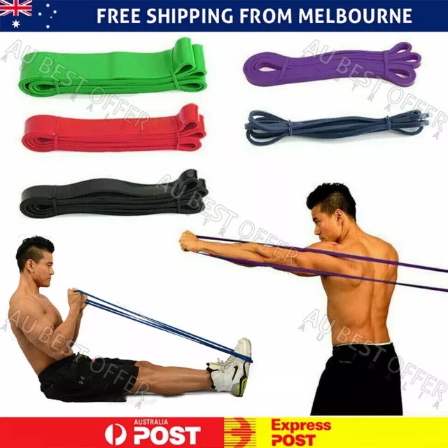 SET POWER Heavy Duty RESISTANCE BAND Gym Yoga LOOP Exercise Fitness Workout Band