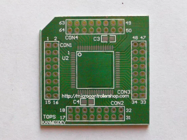 Atmel AVR Atmega 64-pin QFP Breakout Board, PCB