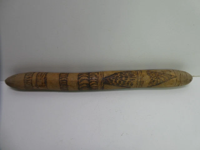 VINTAGE AUSTRALIAN WOODEN Aboriginal Dance Music Clap Stick Wire Burnt ...