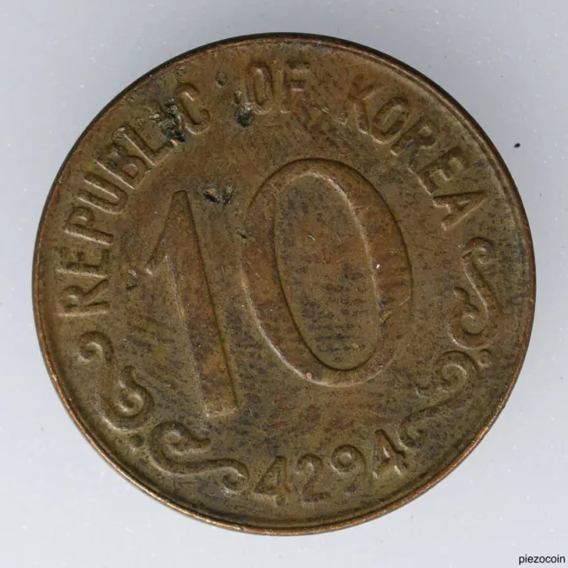 Korea 10 Hwan 1961 (4294), Rose Of Sharon, Coin KM# 1, Inv#B255