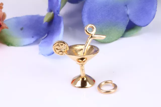 Cocktail Glass Charm, Made From Solid 9ct Yellow Gold