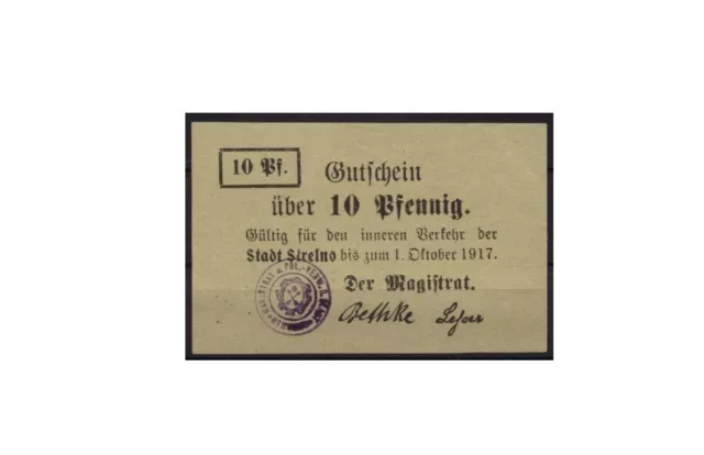 [14383] - NOTGELD STRELNO (heute: Strzelno), Stadt, 10 Pf, -01.10.1917. Tieste 7