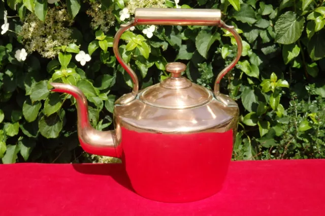 A VERY GOOD LARGE VICTORIAN ANTIQUE ** 10 PINT ** COPPER KETTLE 1 of 2