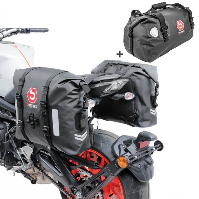 Sacoches Latérales Moto Bagtecs SP3 – 36-60L, Noir, étanches, Lot De 2