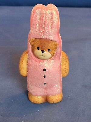 Enesco Lucy and Me Lucy Rigg Bear Glitter Bunny Rabbit Peep Costume Pink 1994