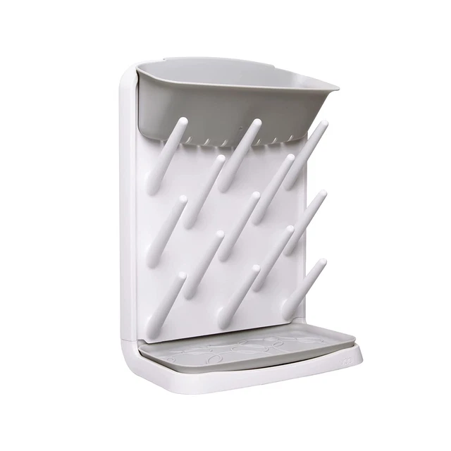 Vertical Baby Bottle Drying Rack, Countertop Drying Rack Baby Accessory, Gray