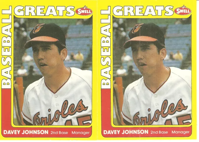 2 Card 1990 Swell Greats Davey Johnson Baseball Card Lot #46