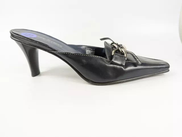 Gianni Fermani Marine Cuir Talon Moyen Chaussures Mules UK 6 Ue 39 Worn Once