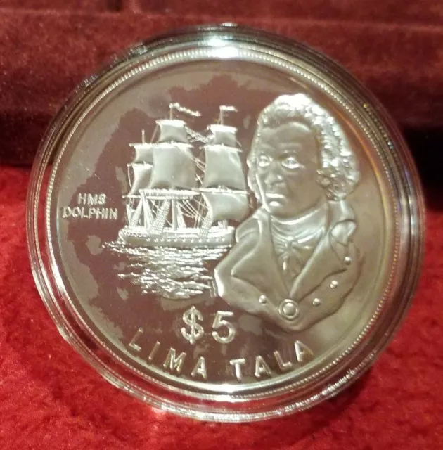 Silber Gedenkmünze Tokelau, Geschichte der Seefahrt, 5 Dollar, PP, 1989, 