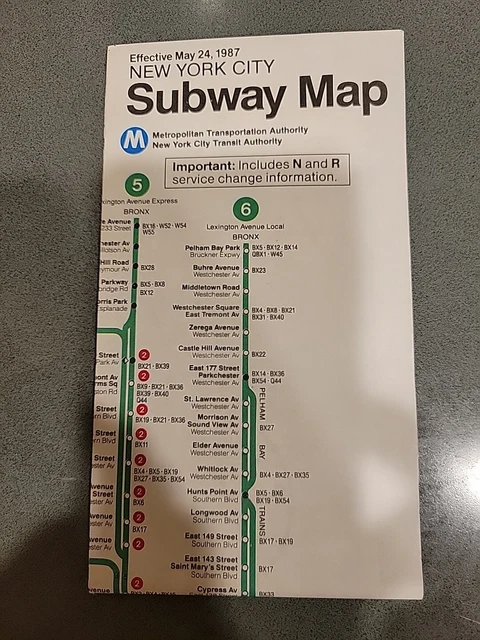 VINTAGE MAY 1987 Nycta Nyc Subway Map Mta Guide New York City Transit ...