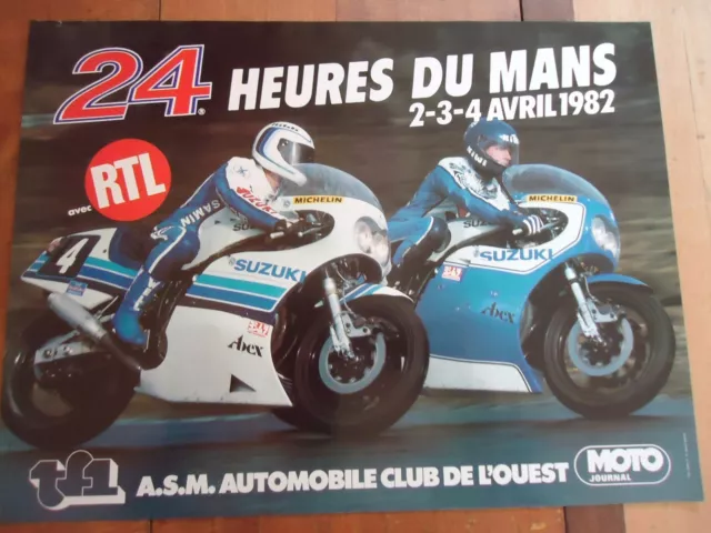 Poster Officiel ** 24 Heures Du Mans 1982 Motos **  Affiche Aco Moto Le