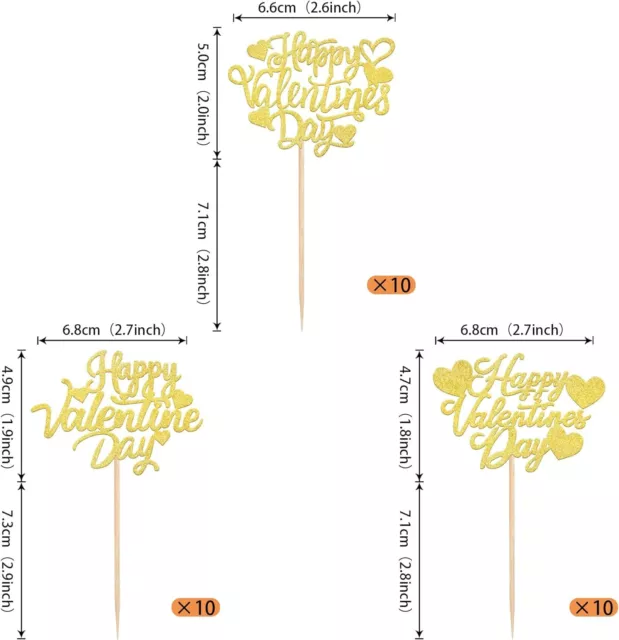 Paquete de 30 tapas brillantes para cupcakes de San Valentín - decoraciones de pasteles de amor corazón para Vale 2