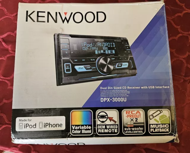 Kenwood DPX-3000U Double Din AUX USB iPhone iPod Android Car Stereo CD Player