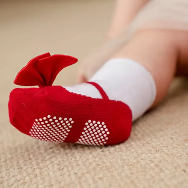 1Pair Baby Anti Slip Socks Bowtie Home Socks Footwear Princess Socks W-lg