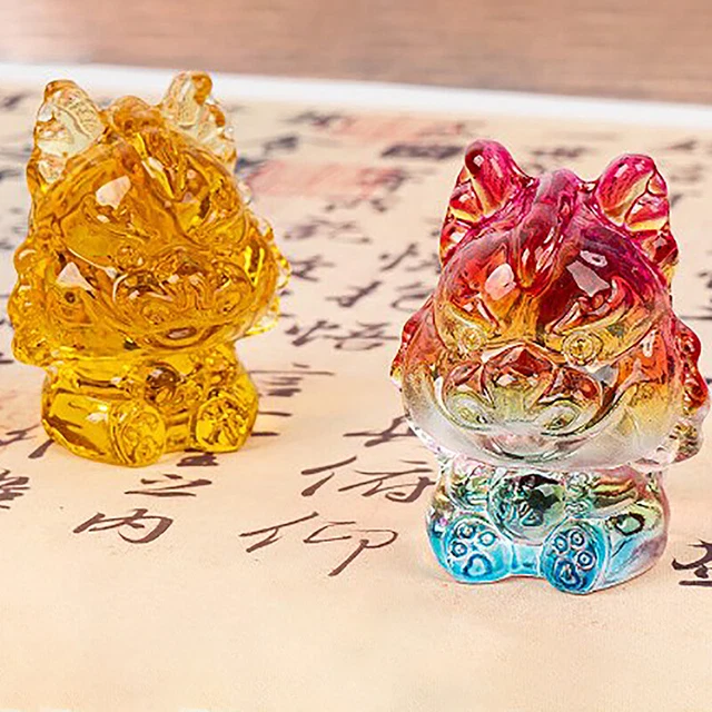 Crystal Little Dragon Figurine Glass Small Mythical Animal Paperweight Statu LEI
