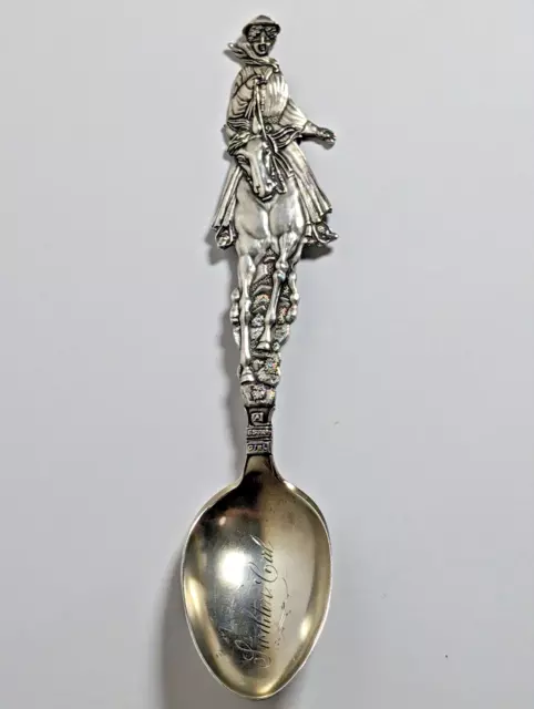 Wow! 5-7/8” Figural Lady On Horse A Western Girl Sterling Silver Souvenir Spoon