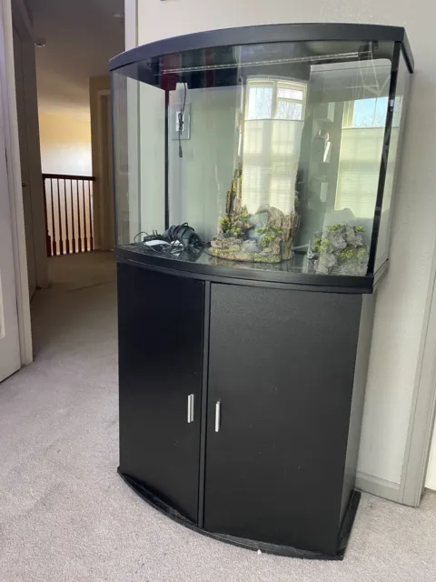 50-gallon bow-front aquarium and stand $230