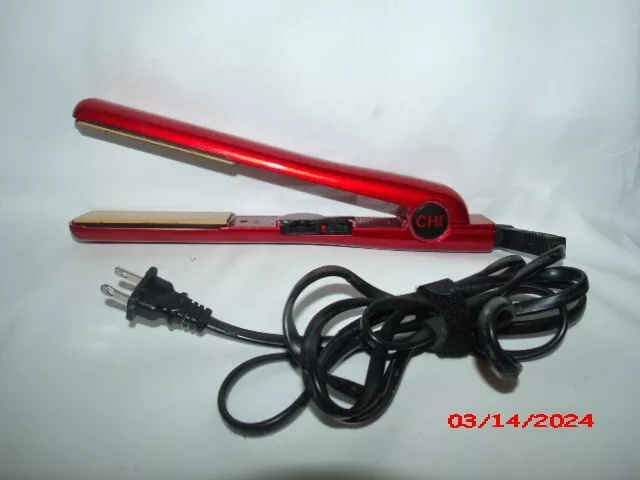 CHI Tourmaline Ceramic Hair Straightener, Fire Red, 1" Flat Iron, CA1013, USED