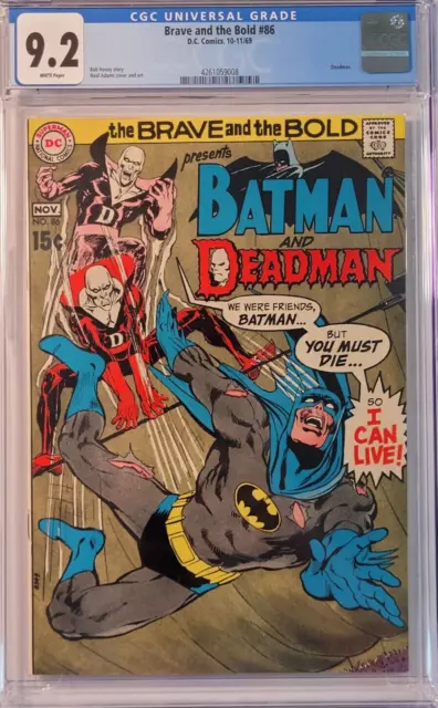 1969 Brave and The Bold 86 CGC 9.2 Batman and Deadman Team-Up! RARE!