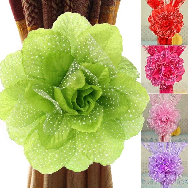 Curtain Tie Backs Flower Buckle Holder Tieback Clips Window Home Decor