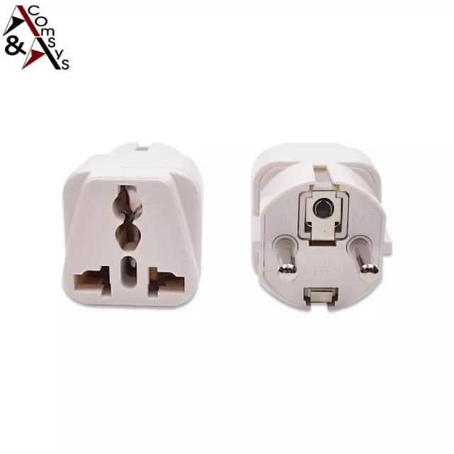 Adaptador de Viaje UK GB USA A Eu Corriente Red Enchufe Schuko Kopfer Blanco