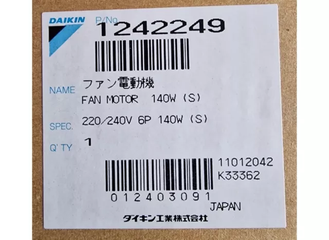 MOTORE VENTILATORE DAIKIN AIR CON 3ph 1242249 RAD140WTVB/UNO - POSTA VELOCE!