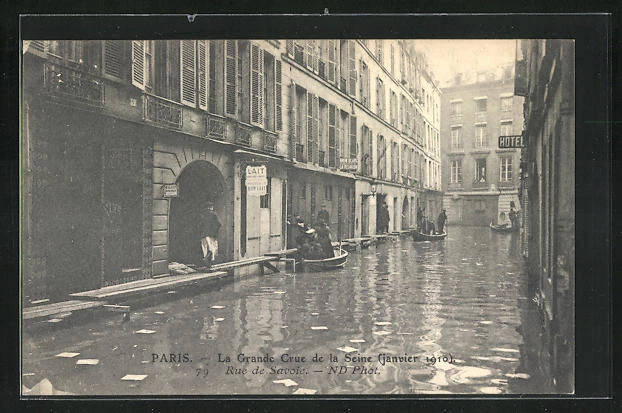 CPA Paris, La Grande Crue de la Seine January 1910, Rue de Savoie, flood