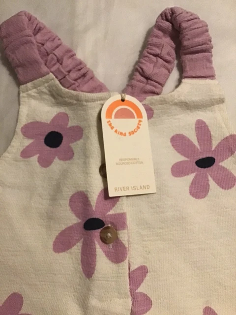 River Island mini ragazze età 12-18 mesi ecru rompifiore viola nuova con etichette 3