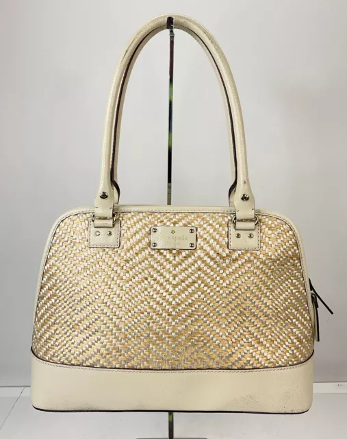 Kate Spade Beige Ecru Multi Paper Leather Shoulder Bag