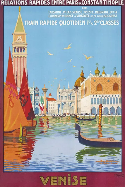 Venice Italy 1920s Vintage Style Travel Wall Art Home Decor - POSTER 20"x30"
