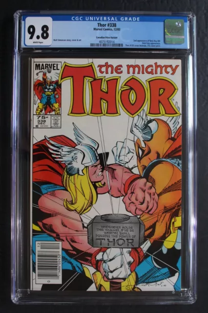 THOR #338 vs BETA RAY BILL Battle 2nd app GOTG MCU 1983 Canadian Variant CGC 9.8