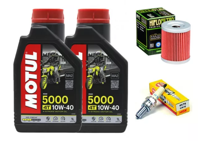 Set Entretien Yamaha majesty 400 2009 2013 Motul 5000 10W40 Filtre Huile Bougie