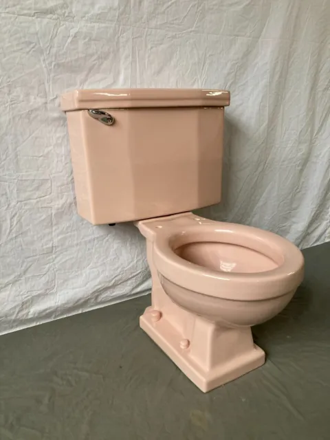 Vtg Deco Mid Century Coral Pink Porcelain Toilet Old American Standard 699-23E