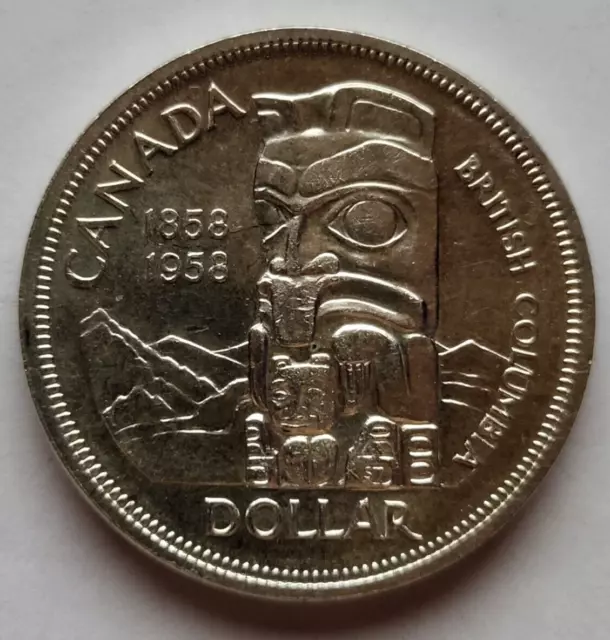 Silbermünze - 1 Dollar Kanada - 1958 - 800er Silber - 100 Jahre British Columbia