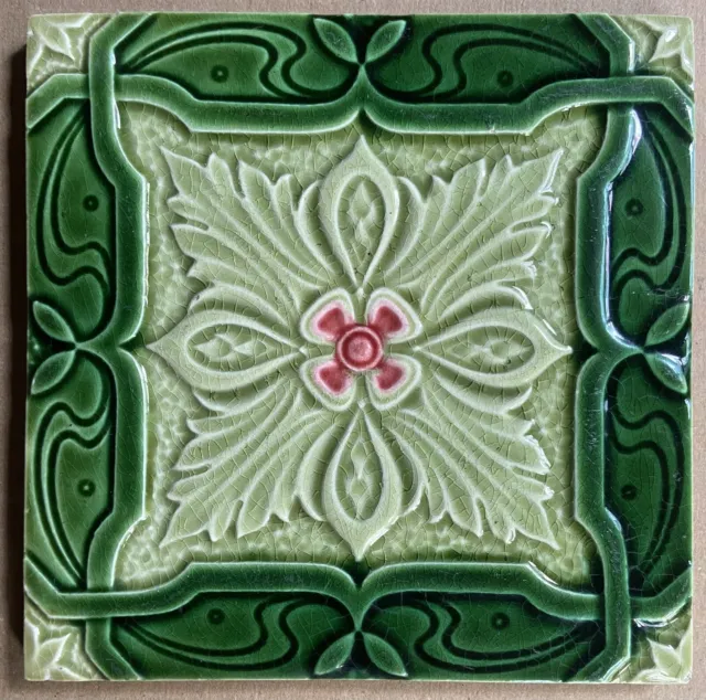England - Antique Art Nouveau Majolica Tile C1900