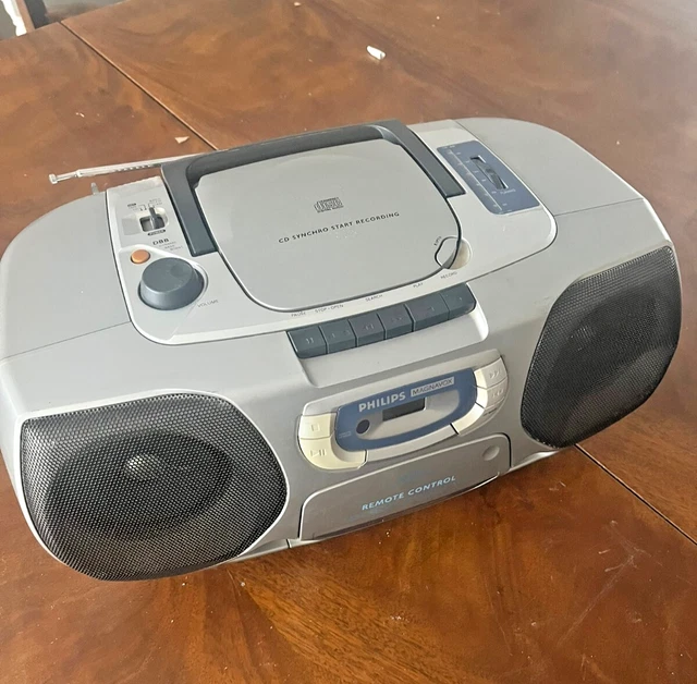 PHILIPS MAGNAVOX AZ1010 AM/FM Radio CD/Cassette Player Boom Box ...