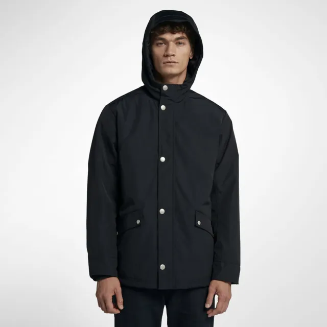 38 New Men's Hurley Jacket Timber Size Medium Black MJK0002140 Water Repellent