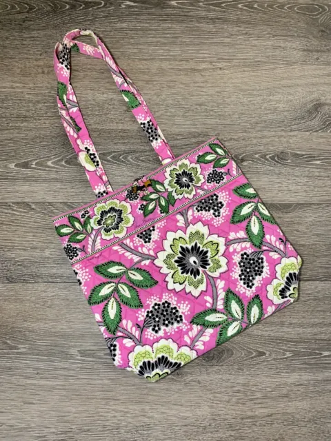 Vera Bradley Reversible Pink Quilted Tote Book Laptop Diaper Bag Purse EXC!!