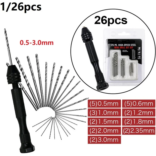 Mini Tiny Micro HSS Drill Bits Keyless Chuck 0.5-3.0mm Hand Model Craft DIY Tool