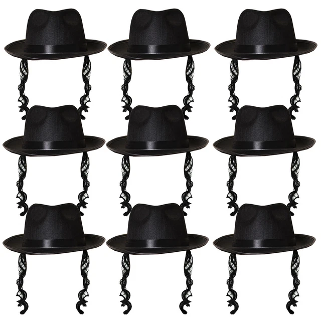 thumbnail image 2 of Mega Jumble Jewish Rabbi Fancy Dress Hat Set With Sideburns & Glasses – One Size 2 of 6