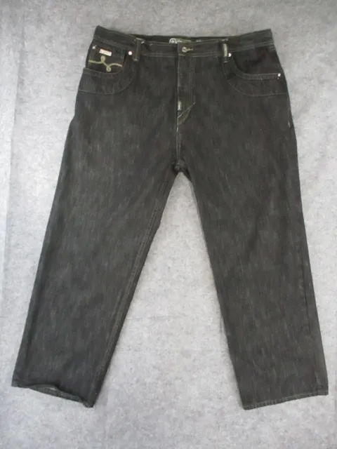 Lifted Research Group LRG Jeans Mens 44 Black Denim Relaxed Straight Retro 42x31