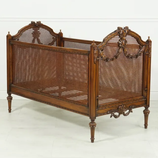 Louis XVI decorative child's bed carved traditional brown mahogany