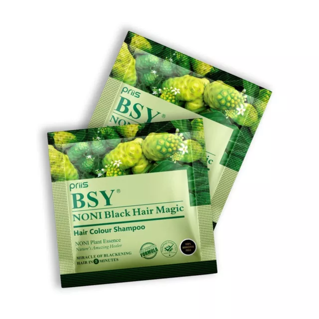 BSY Noni Black Hair Magic Hair color shampoo (12ml x 12 Sachets) | Ammonia Free