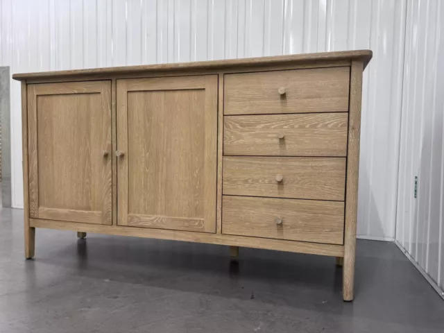 Solid White Waxed Oak Large Sideboard With 2 Door Cupboard & 4 Drawers RRP £750