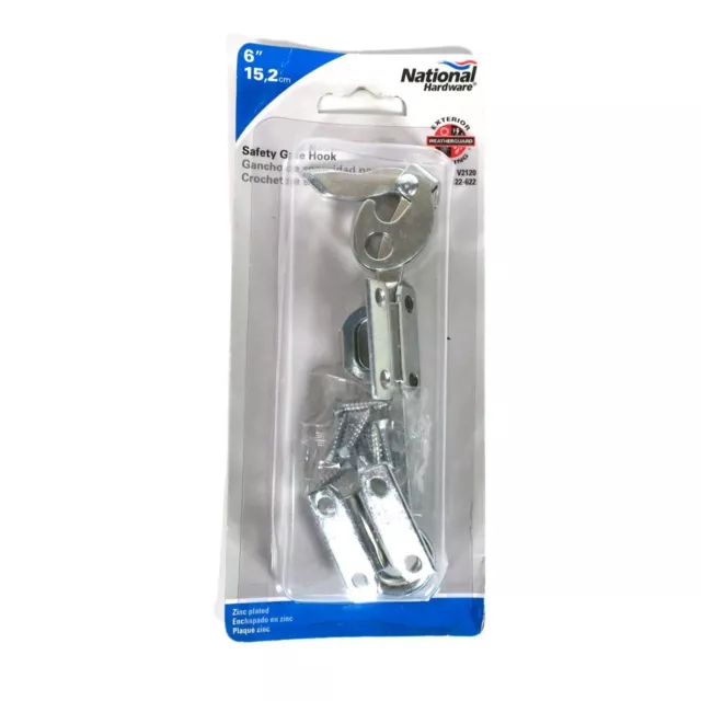 National Hardware N122-622 Safety Gate Hook & Plate 6 Inch Zinc Plated Steel