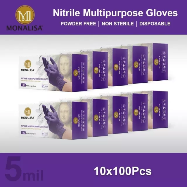 5 Mil Monalisa Purple Nitrile Gloves Powder Free Latex Free Xl Size 1000 Ct