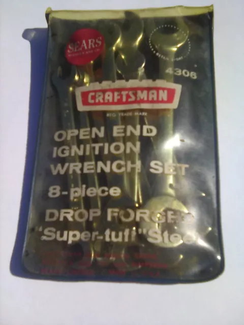 Vintage Early 1960's Made In USA Sears Craftsman Open Ended Ignition Wrench Set
