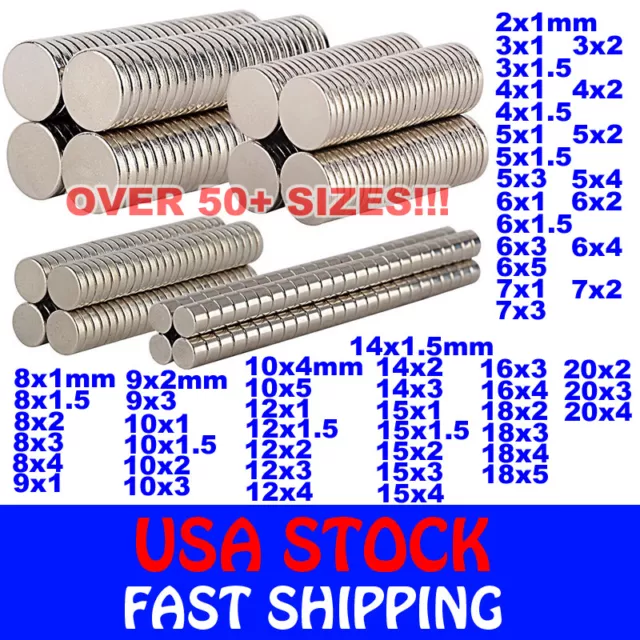 Super Strong N35 Round Disc Neodymium Mini Fridge Magnets Rare Earth New