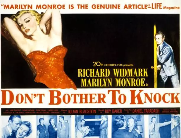 Dont Bother To Knock Poster Marilyn Monroe Richard Widmark 1952 OLD MOVIE PHOTO