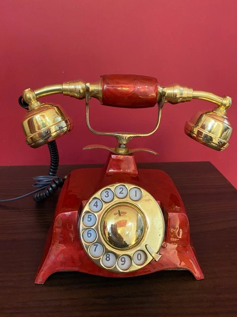 Maharaja Brass Telephone | Red Patina Rotary Dial Telephone | Brass Landline